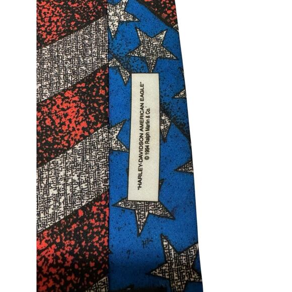 Ralph Marlin Harley Davidson American Eagle Patriotic Vintage 1994 Necktie - Picture 5 of 7